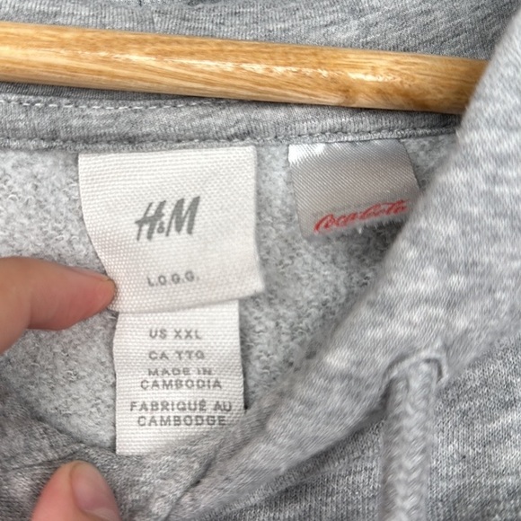 H&M Coca Cola Hoodie Sweatshirt Womens Size XXL Gray Adjustable Hood - Picture 3 of 7